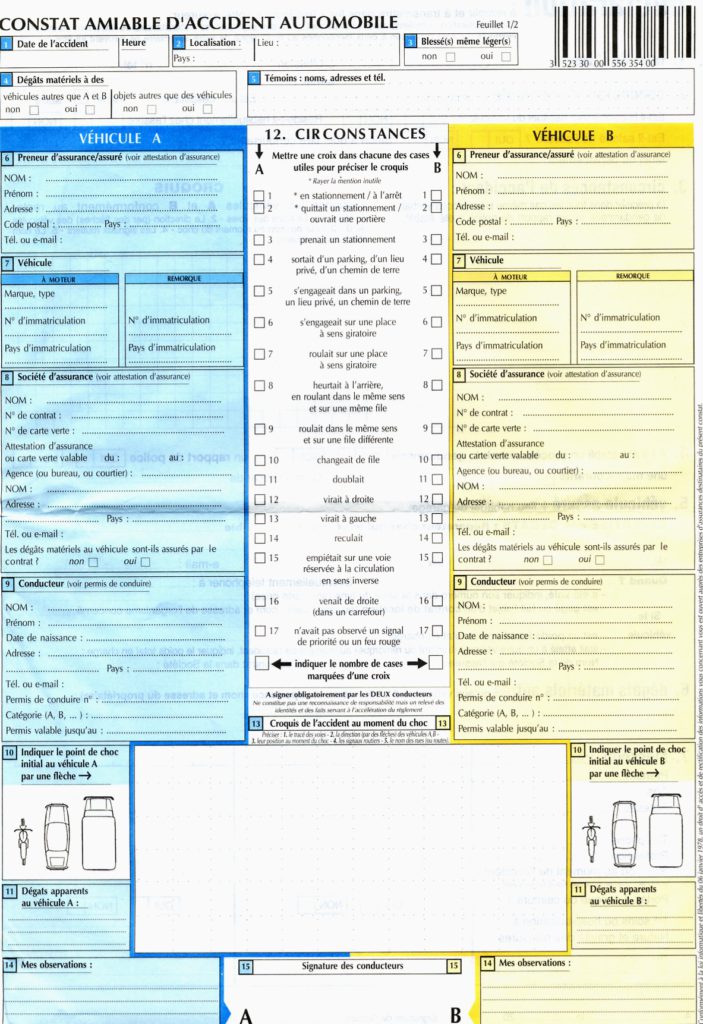 Formulaire de constat