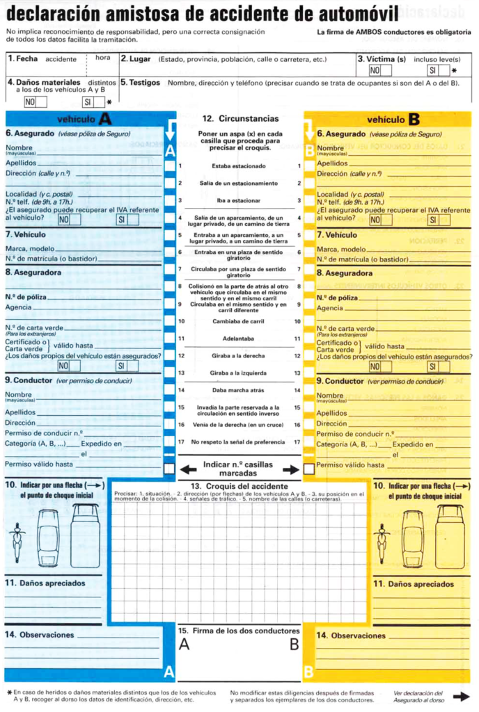 Comment remplir un constat amiable en Espagne? Inov Expat