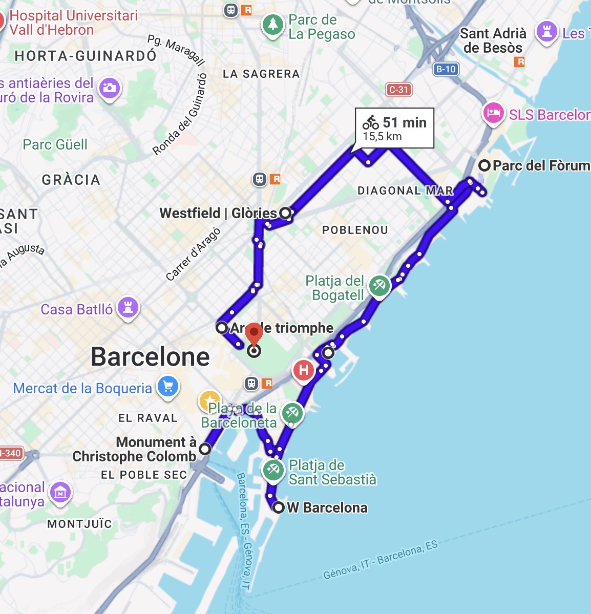 Barcelone à vélo : nos 4 itinéraires 3 Côté mer — Facile