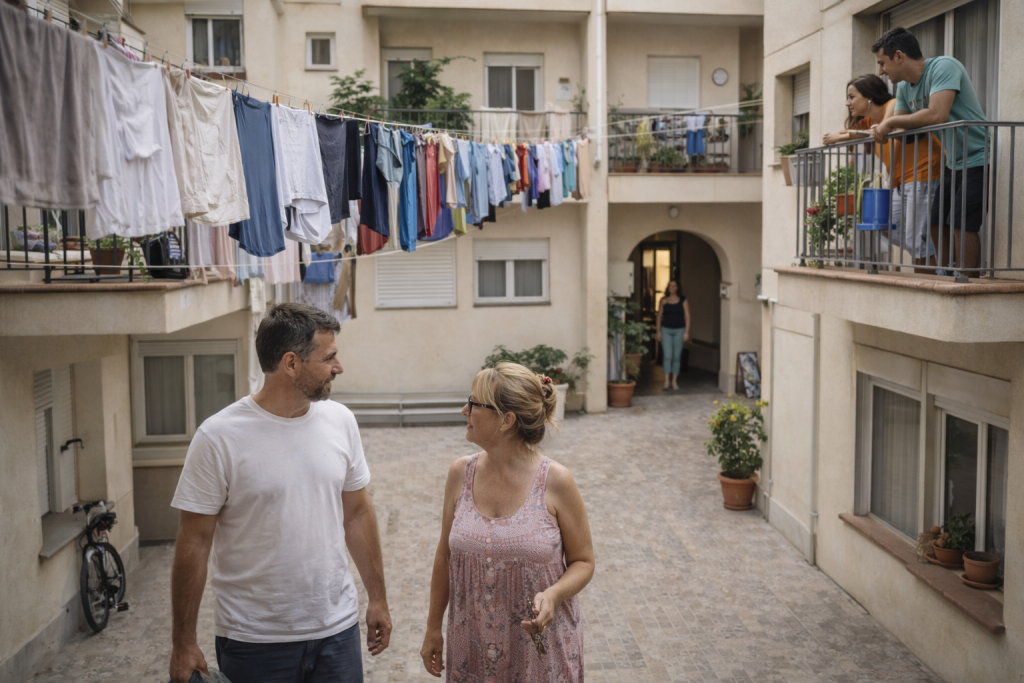 Ce que personne ne vous explique sur la vie en immeuble en Espagne 2 Vie en immeuble en Espagne : cour intérieure, voisins et espaces communs