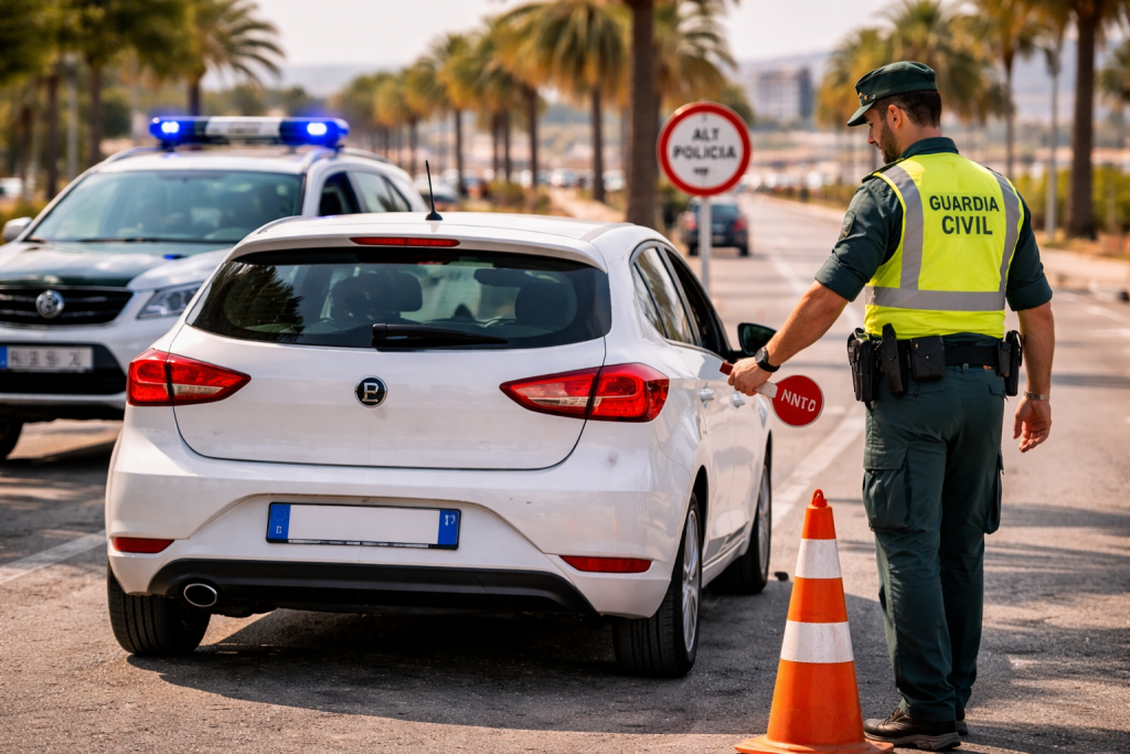 Contrôle routier en Espagne d’une voiture immatriculée à l’étranger par la Guardia Civil