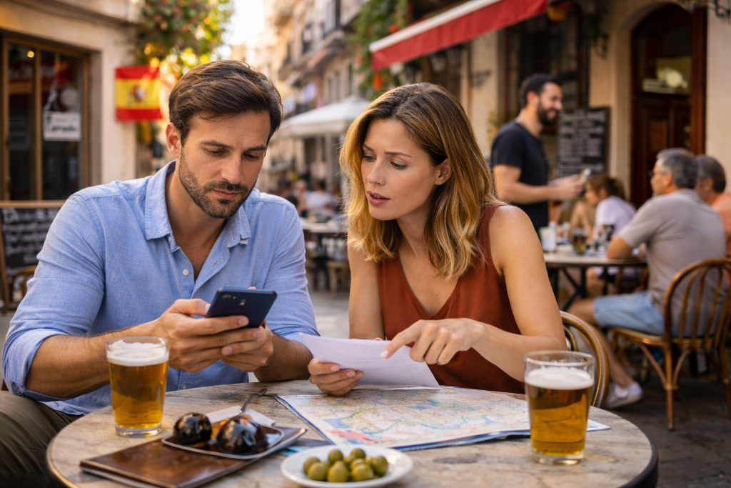 Couple de Français en Espagne confronté à une situation du quotidien lors de leur expatriation