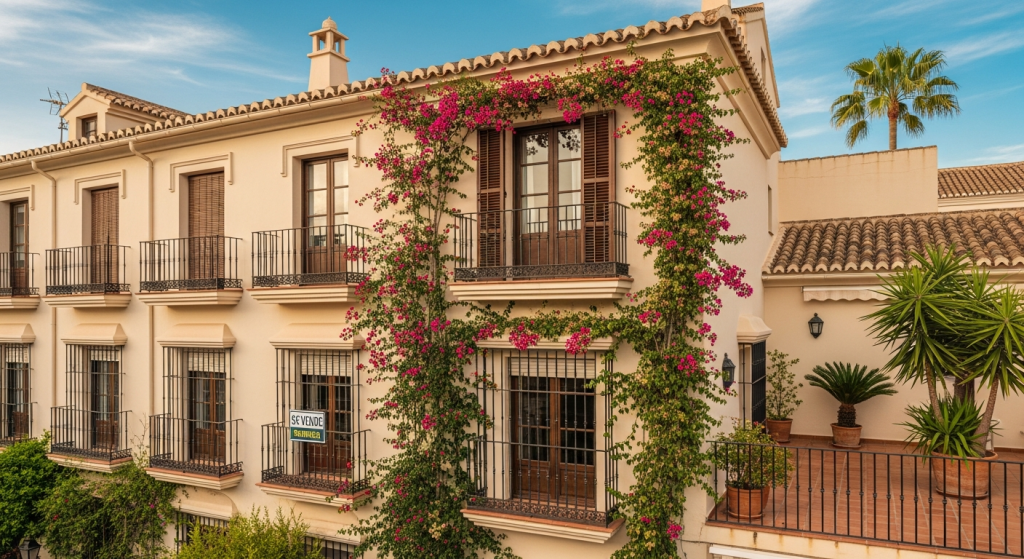 Maison méditerranéenne avec bougainvilliers à vendre pour propriétaire en Espagne