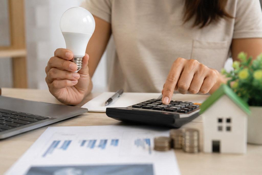 Personne faisant ses calculs pour changer de fournisseur en Espagne