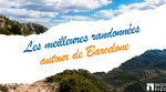 Randonnée autour de Barcelone avec vue panoramique sur les montagnes et la vallée depuis un sentier rocheux.